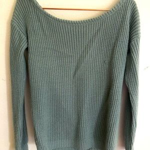 Off shoulder light blue sweater